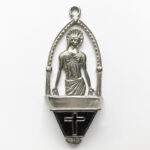Acquasantiera Sacro Cuore in peltro argentato