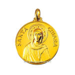 medaglia santa chiara oro 18 kt